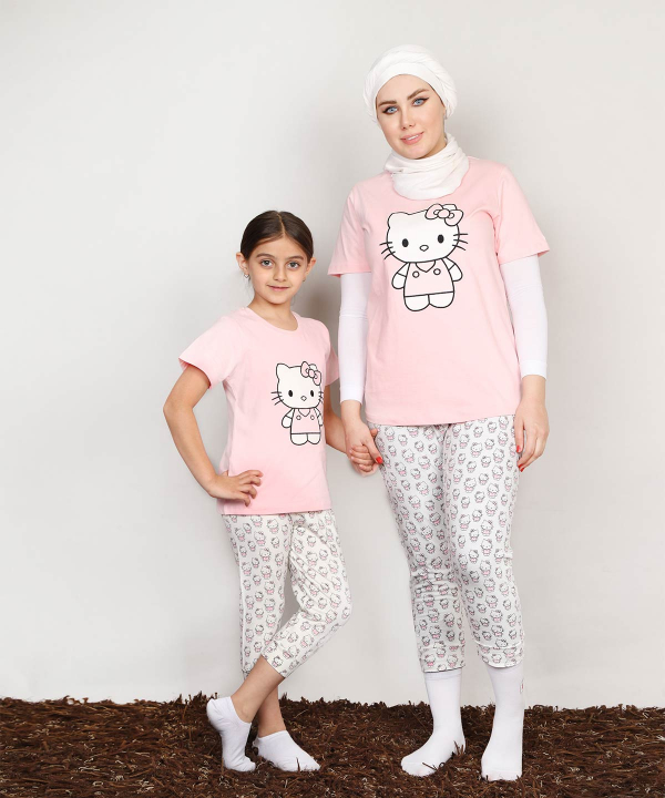 ست تیشرت و شلوار کوتاه دخترانه مادر Madar مدل kitty