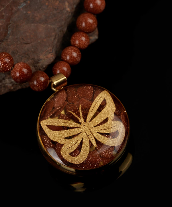 گردنبند زنانه سام نورزاده Noorzadeh Gold Art طرح پروانه کد 1262