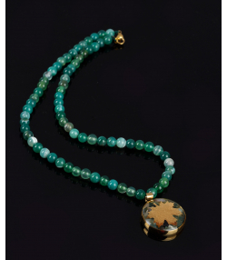 گردنبند زنانه سام نورزاده Noorzadeh Gold Art طرح برگ پاییزی کد 86