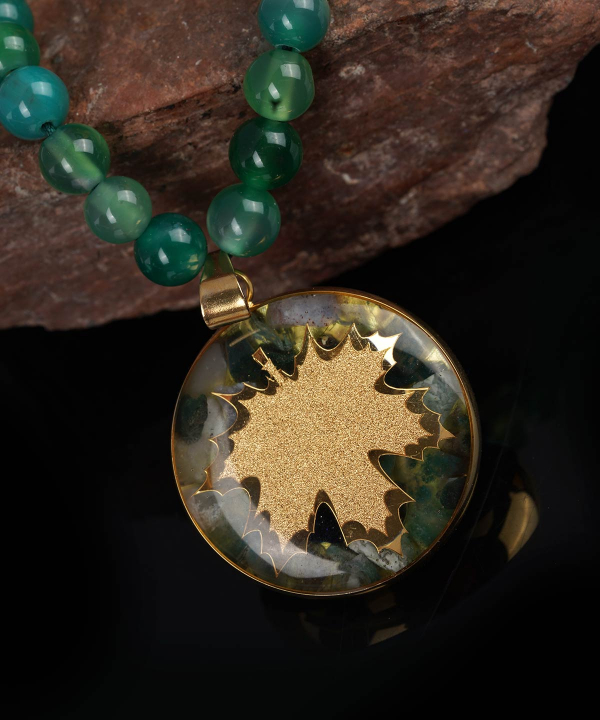 گردنبند زنانه سام نورزاده Noorzadeh Gold Art طرح برگ پاییزی کد 86