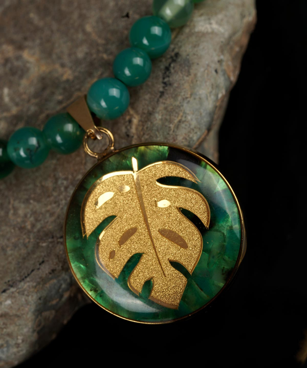 گردنبند زنانه سام نورزاده Noorzadeh Gold Art طرح برگ انجیر کد 892