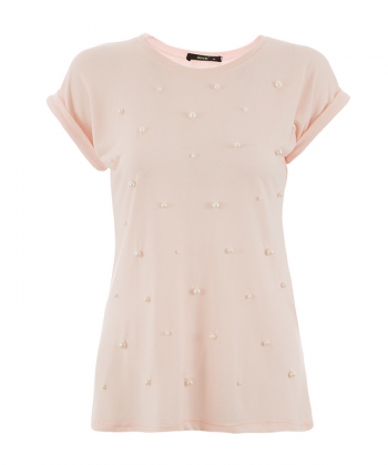 تی شرت آستین سرخود مروارید دار