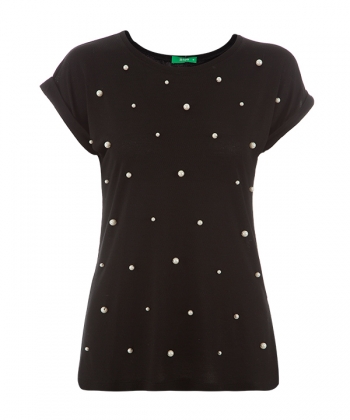 تی شرت آستین سرخود مروارید دار