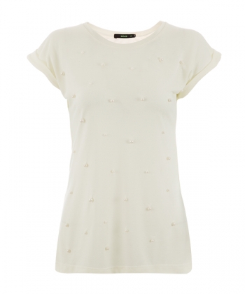 تی شرت آستین سرخود مروارید دار