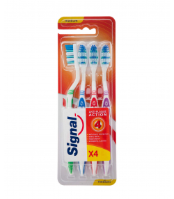 مسواک با برس متوسط سیگنال Signal مدل Anti Plaque Action بسته 4 عددی