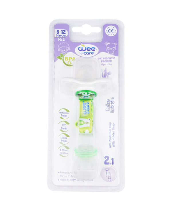 پستانک ارتودنسی ضدحساسیت با زنجیر و درپوش محافظ وی کر Wee Care کد P111