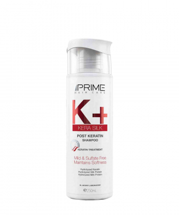 شامپو موهای کراتینه شده پرایم Prime مدل +K حجم 250 میلی لیتر