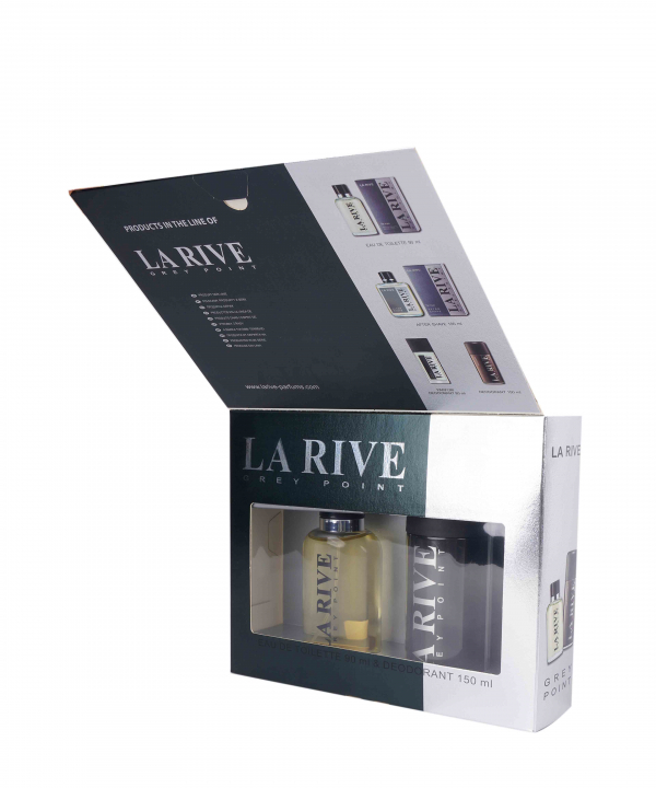 ست ادوتویلت و اسپری دئودورانت مردانه لا ریو La Rive مدل Grey Point حجم 90 میلی‌لیتر