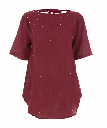 تیشرت نساجی پشت باز بند مرواریدی