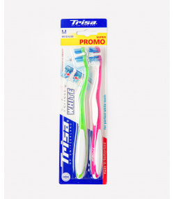 مسواک با برس متوسط تریزا Trisa مدل Perfect White بسته 2 عددی