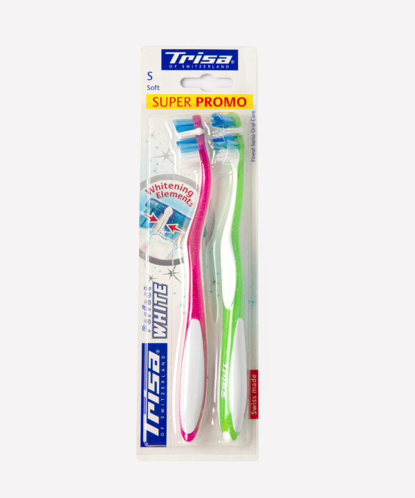 مسواک با برس نرم تریزا Trisa مدل Perfect White بسته 2 عددی