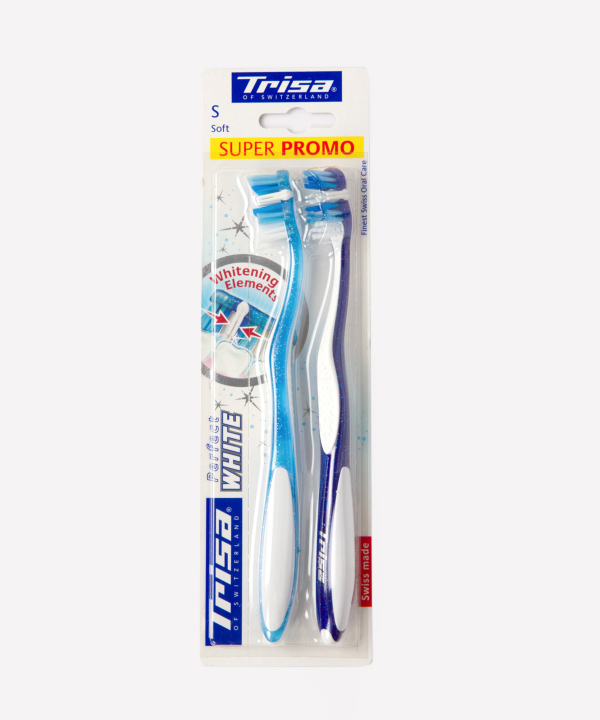 مسواک با برس نرم تریزا Trisa مدل Perfect White بسته 2 عددی