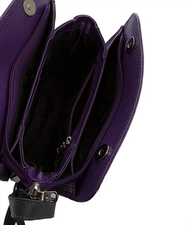 کیف دوشی چرم زنانه بنفش چرم مشهدMashhad leather مدل S646