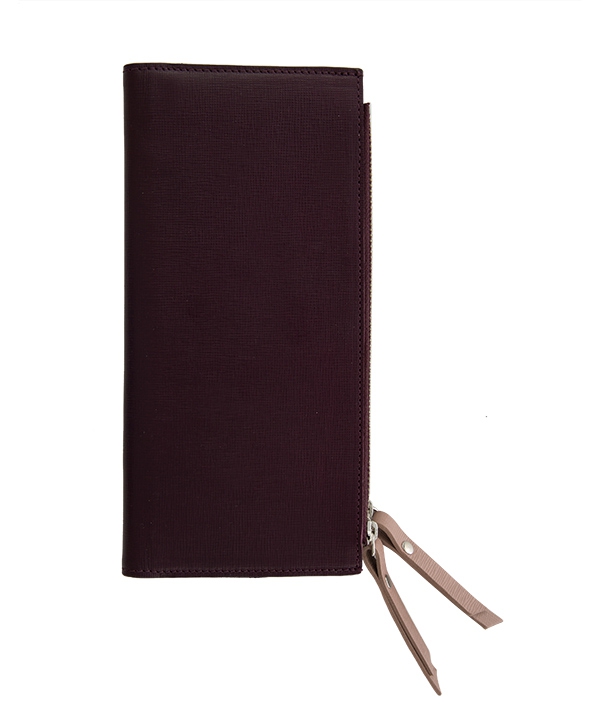 کیف پول چرم زنانه بنفش تیره چرم مشهدMashhad leather مدل D5037