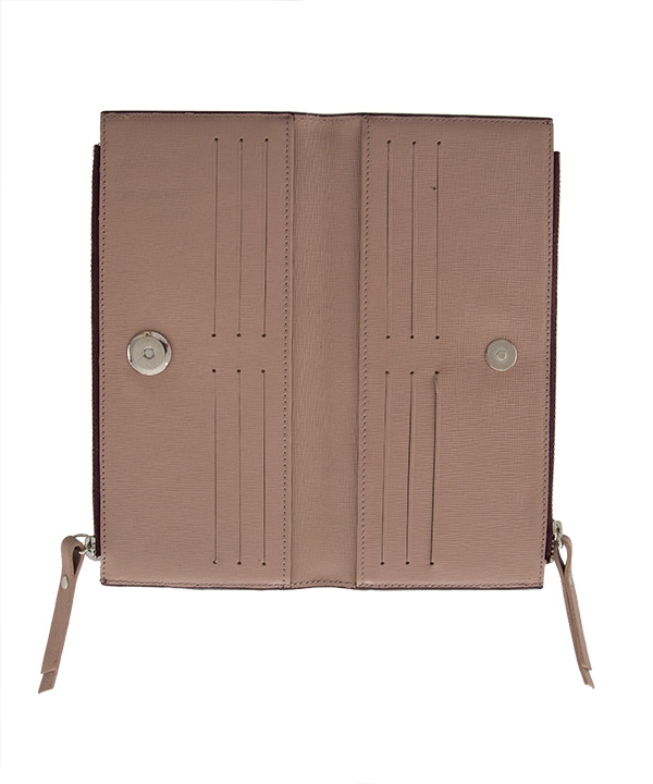کیف پول چرم زنانه بنفش تیره چرم مشهدMashhad leather مدل D5037