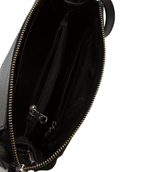 کیف دوشی زنانه چرم طبیعی چرم مشهدMashhad leather مدل  S0650 - مشکی