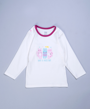 تیشرت آستین بلند نوزادی دخترانه روکو Roko طرح Cat