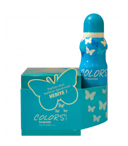 ست عطر و اسپری دئودورانت زنانه ریبول Rebul مدل Colors Turquoise حجم 100 میلی لیتر