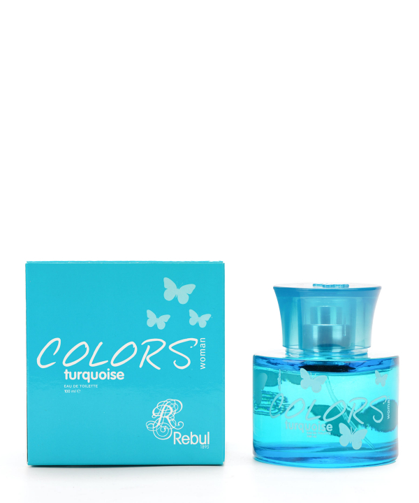 ست ادوتویلت و اسپری دئودورانت زنانه ریبول Rebul مدل Colors Turquoise حجم 110 میلی‌لیتر
