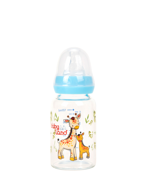 شیشه شیر پیرکس کاوردار بی بی لند Baby Land مدل 518 حجم 120 میلی‌لیتر