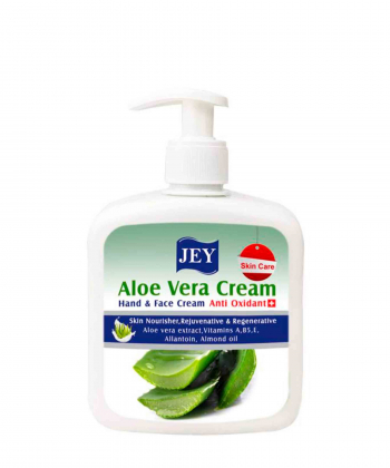 کرم مرطوب کننده دست و صورت جی Jey حاوی عصاره آلوئه ورا حجم 450 میلی لیتر