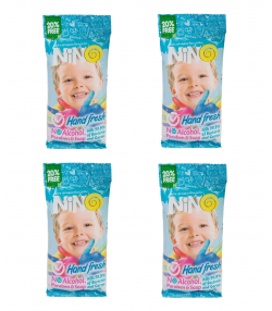 دستمال مرطوب پاک کننده دست و صورت کودک نینو Nino بسته 4x10 عددی