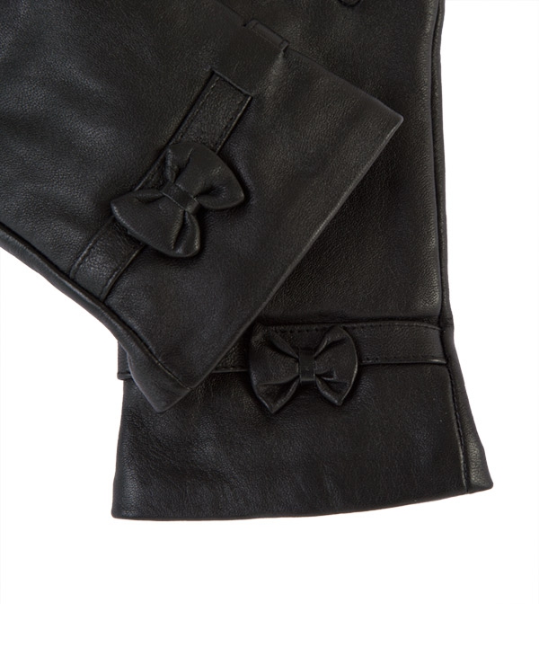 دستکش چرم زنانه مشکی چرم مشهدMashhad leather مدل R0160