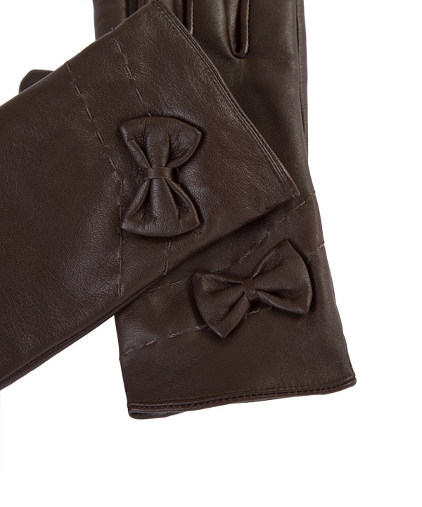 دستکش چرم زنانه قهوه ای چرم مشهدMashhad leather مدل R0148