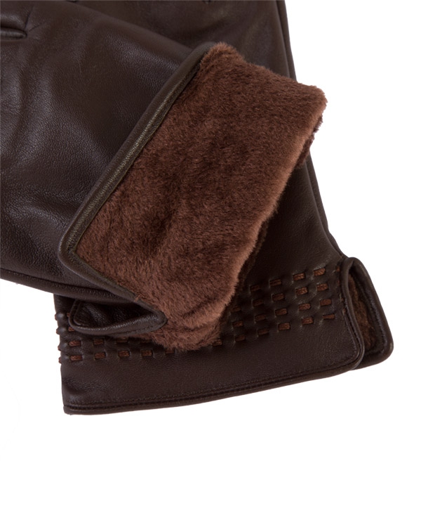 دستکش چرم مردانه قهوه ای چرم مشهدMashhad leather مدل R0520