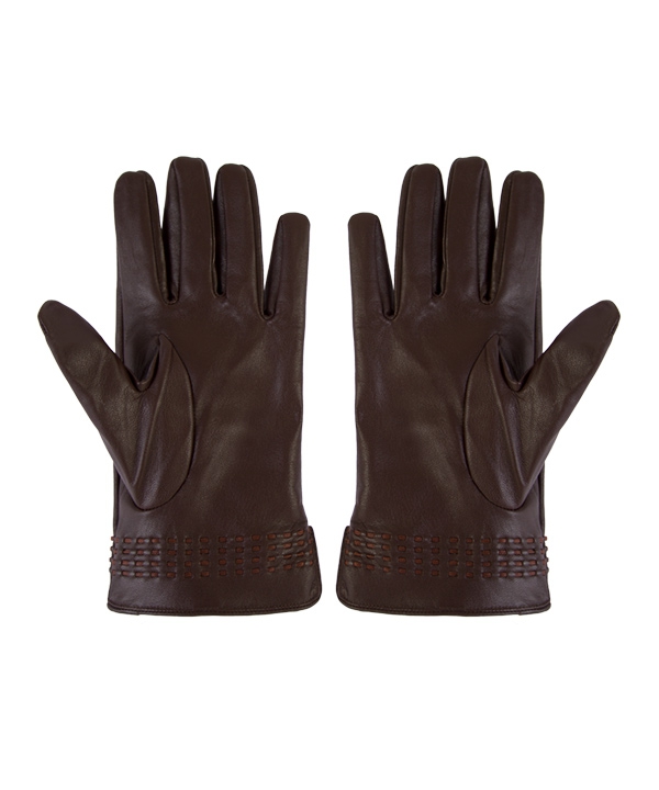دستکش چرم مردانه قهوه ای چرم مشهدMashhad leather مدل R0520