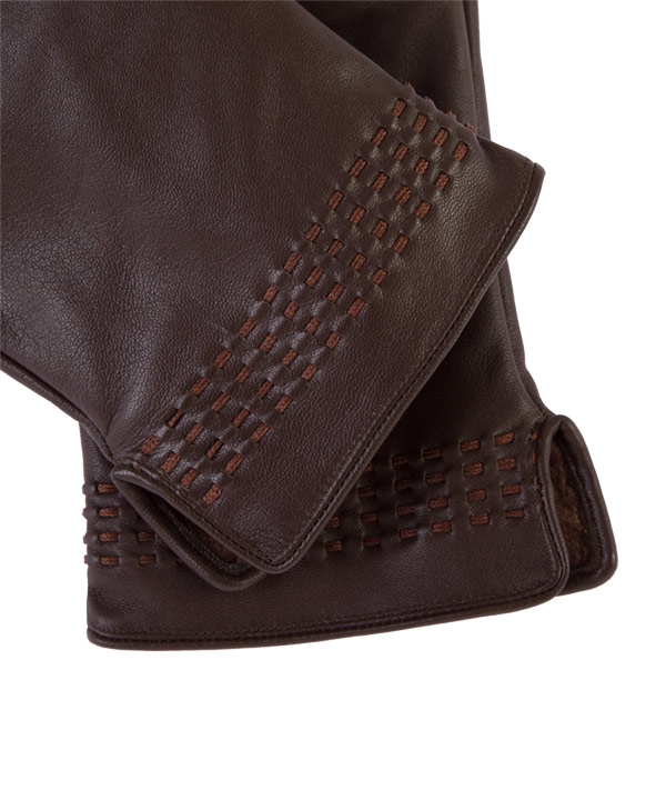 دستکش چرم مردانه قهوه ای چرم مشهدMashhad leather مدل R0520