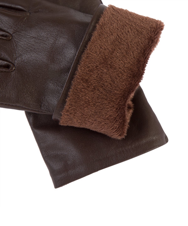 دستکش چرم زنانه قهوه ای چرم مشهدMashhad leather مدل R0172