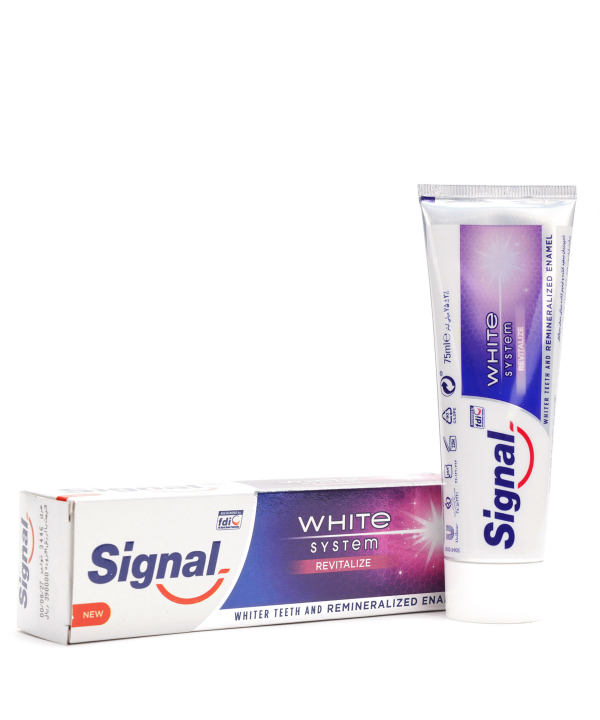 خمیردندان سفیدکننده و ترمیم‌کننده سیگنال Signal مدل White System Revitalize حجم 75 میلی‌لیتر