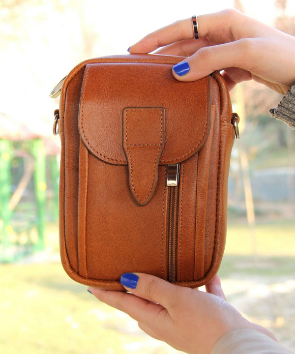 کیف دوشی چرم طبیعی بیسراک Bisrak Leather مدل باربد