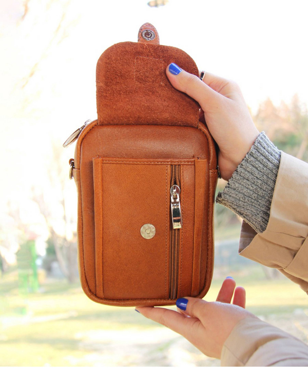 کیف دوشی چرم طبیعی بیسراک Bisrak Leather مدل باربد