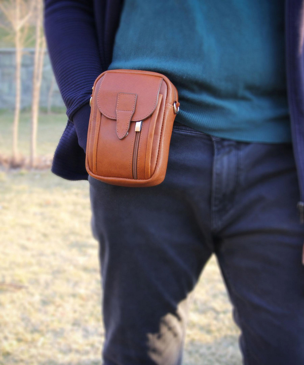 کیف دوشی چرم طبیعی بیسراک Bisrak Leather مدل باربد