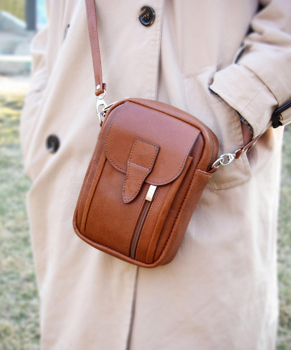 کیف دوشی چرم طبیعی بیسراک Bisrak Leather مدل باربد