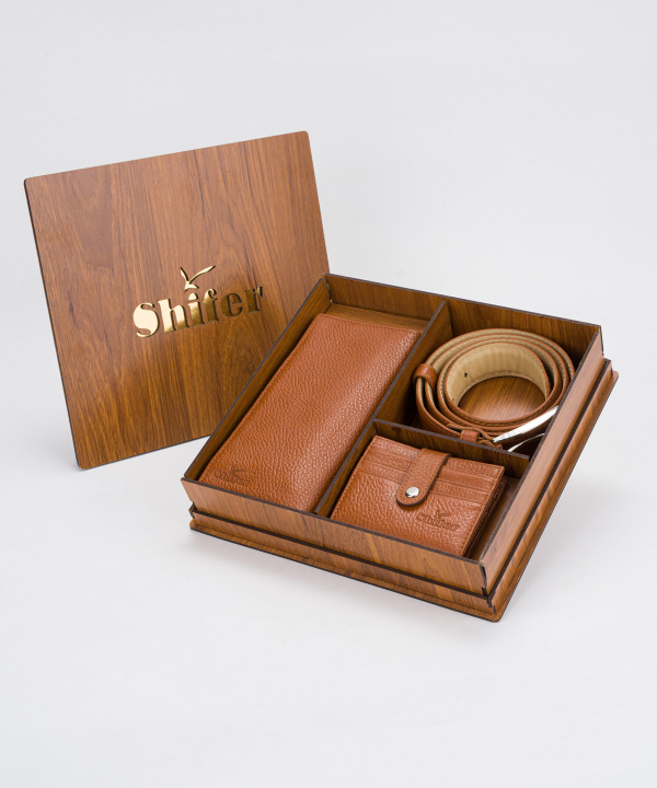 ست هدیه چرم طبیعی مردانه شیفر Shifer مدل 8310A