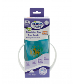 لیوان با سرسیلیکونی ارتجاعی وی کر Wee Care حجم 300 میلی لیتر کد C707