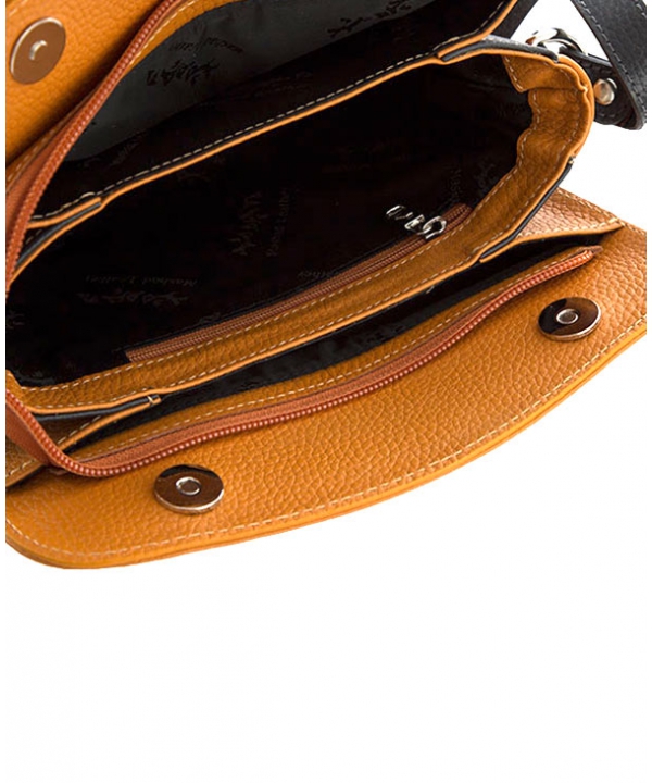 کیف دوشی چرم زنانه خردلی چرم مشهدMashhad leather مدل S646