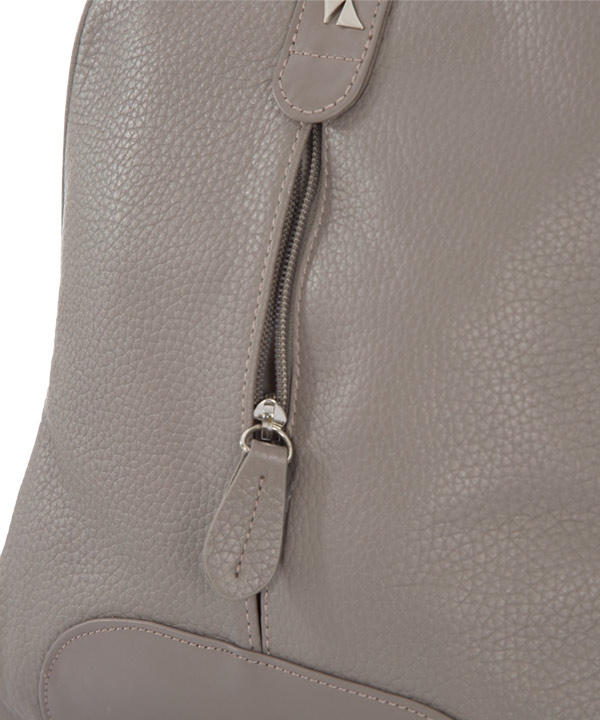 کوله پشتی چرم زنانه طوسی روشن چرم مشهد Mashhad leather مدل S0682