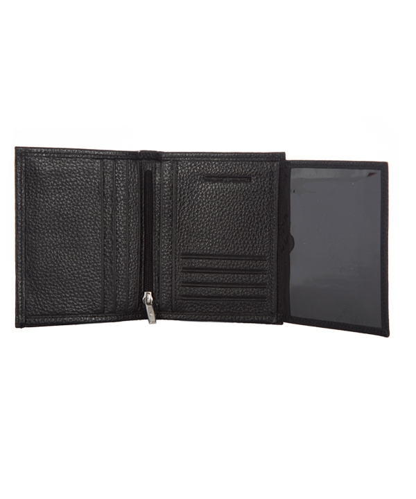 کیف پول مردانه چرم طبیعی چرم مشهدMashhad leather مدل D5506 - مشکی