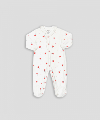 سرهمی جورابدار‏ نوزاد دخترانه روکو Roko طرح Lotus‎