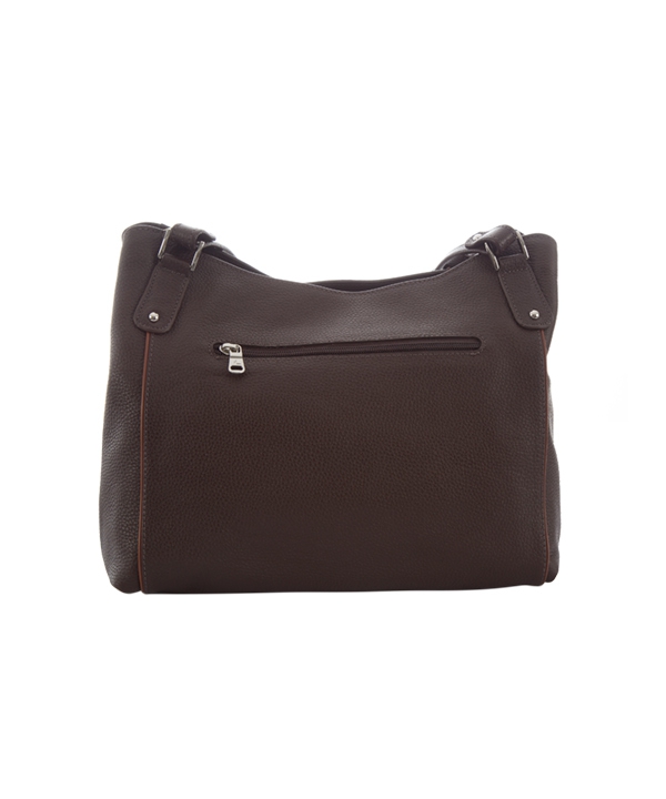  مدل کیف دوشی زنانه قهوه ای تیره چرم مشهدMashhad leather مدل S675