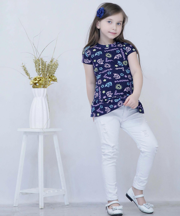 پیراهن طرح‌دار دخترانه نونا Nona کد b0111