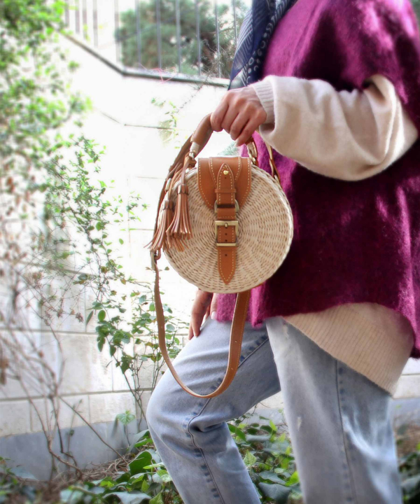 کیف دوشی حصیری زنانه بیسراک Bisrak کد Wicker-Bag