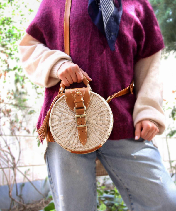 کیف دوشی حصیری زنانه بیسراک Bisrak کد Wicker-Bag