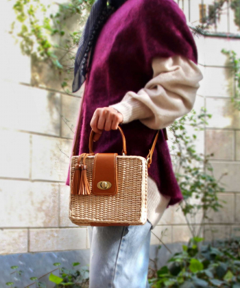 کیف دوشی حصیری زنانه بیسراک Bisrak کد Wicker-BagA