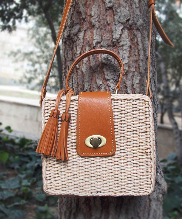 کیف دوشی حصیری زنانه بیسراک Bisrak کد Wicker-BagA