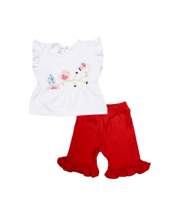 ست تاپ و شلوارک دخترانه آدمک Adamak طرح جوجه